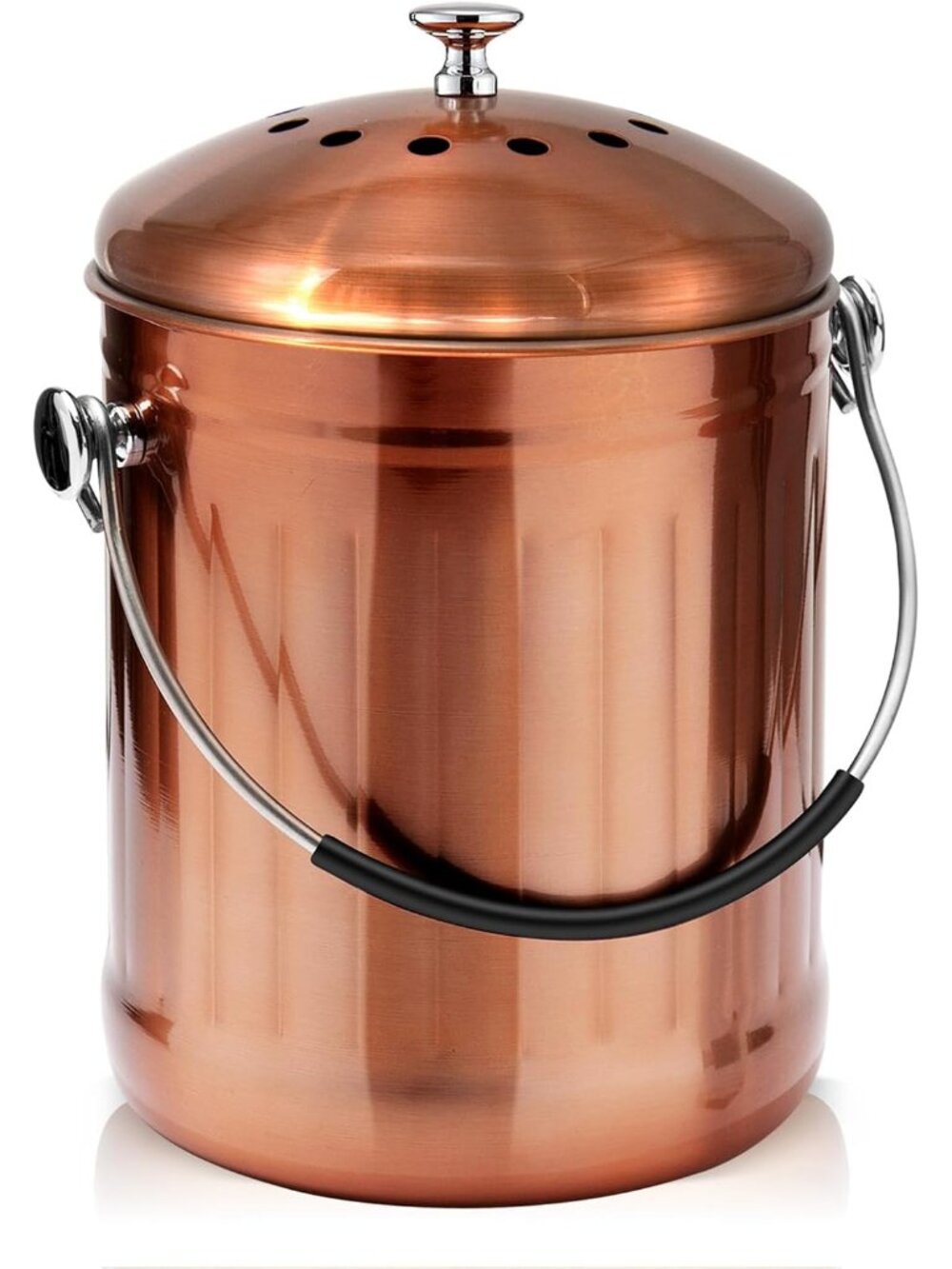 Compost Bin for Kitchen Countertop, 1.3 Gallon Matte Copper Stainless Steel Comp